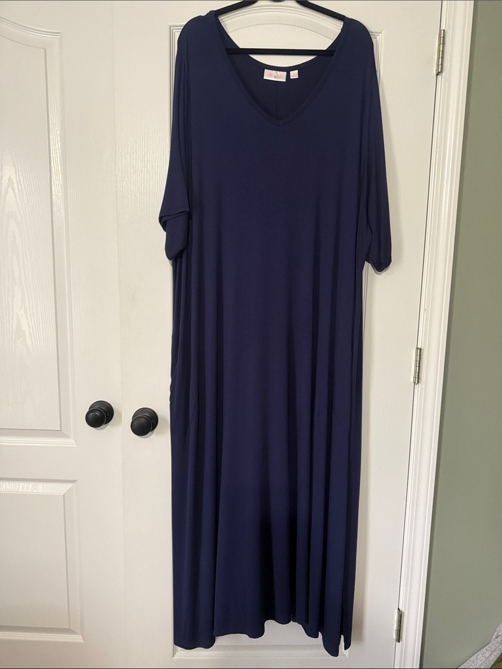 Belle by Kim Gravel Navy V-Neck Maxi Dress Size 5X